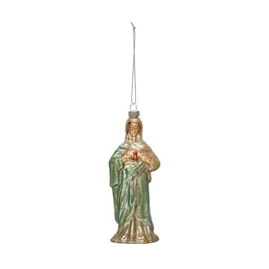 Hello Honey® Hand-Painted Glass Mary Ornament with Glitter